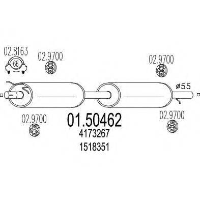 Средний глушитель выхлопных газов 01.50462 MTS