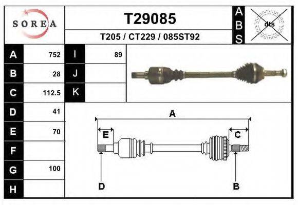 Приводной вал T29085 EAI