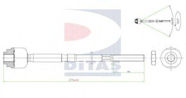 Осевой шарнир, рулевая тяга A2-5628 DITAS