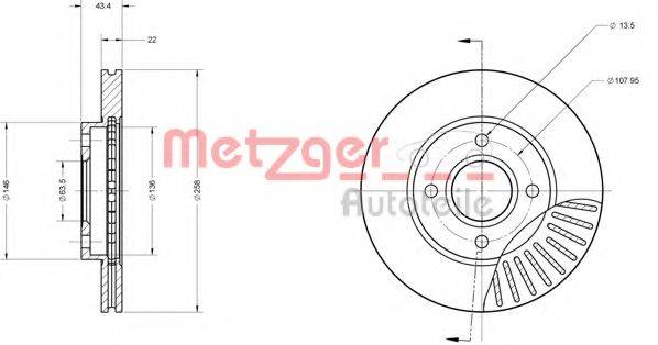 Тормозной диск 6110586 METZGER