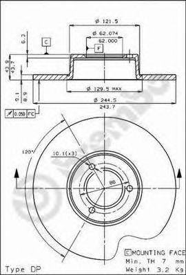 Тормозной диск 08.3969.10 BREMBO