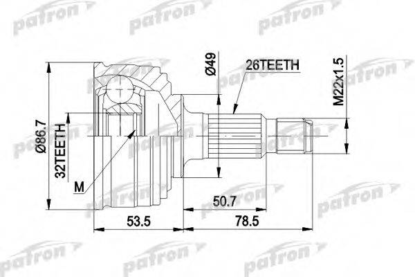 Шарнирный комплект, приводной вал PCV1045 PATRON