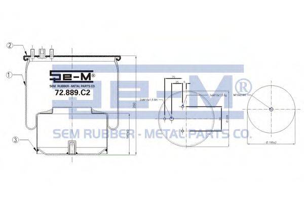 Баллон пневматической рессоры 72.889.C2 SEM LASTIK