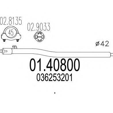 Труба выхлопного газа 01.40800 MTS