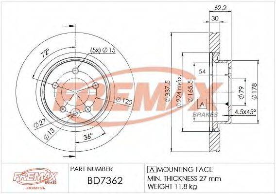 Тормозной диск BD-7362 FREMAX