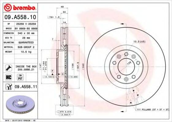 Тормозной диск 09.A558.10 BREMBO