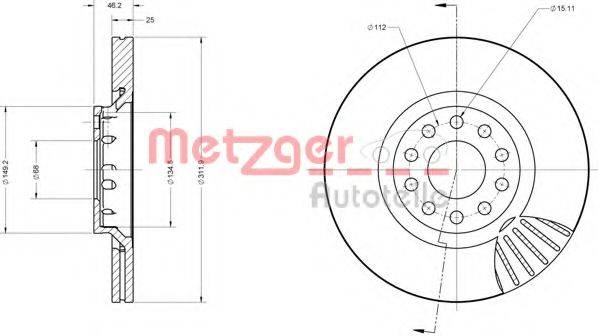 Тормозной диск 6110100 METZGER