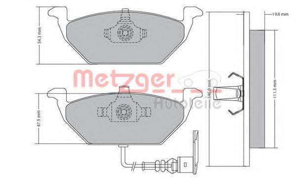 Комплект тормозных колодок, дисковый тормоз 1170002 METZGER