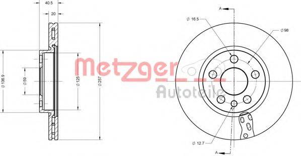 Тормозной диск 6110528 METZGER