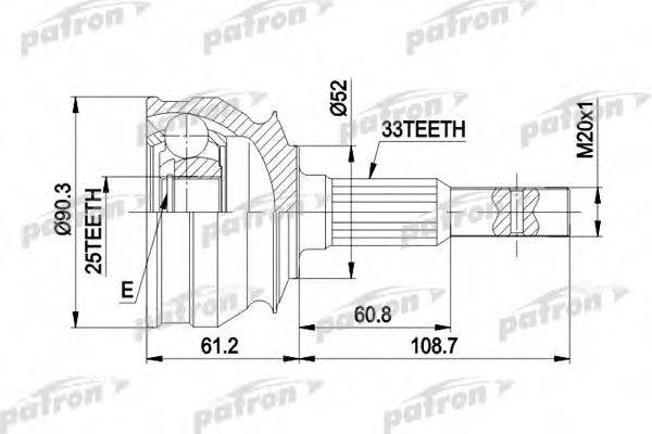 Шарнирный комплект, приводной вал PCV1008 PATRON