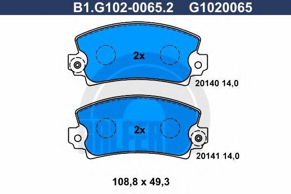 Комплект тормозных колодок, дисковый тормоз B1.G102-0065.2 GALFER