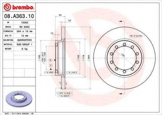 Рисунок 08.A363.10 BREMBO