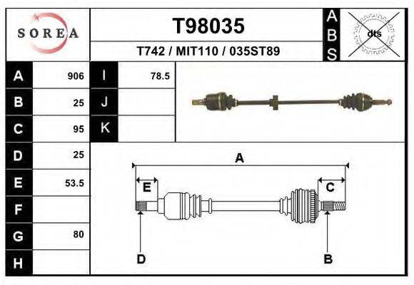 Приводной вал T98035 EAI