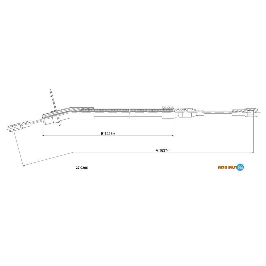 Трос стояночного тормоза задний левый 1645mm/1235mm