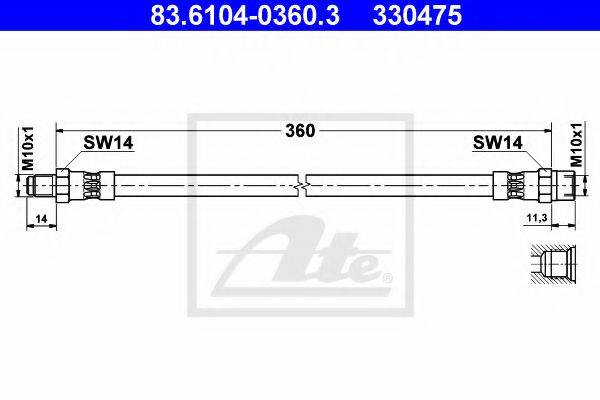 Тормозной шланг 83.6104-0360.3 ATE