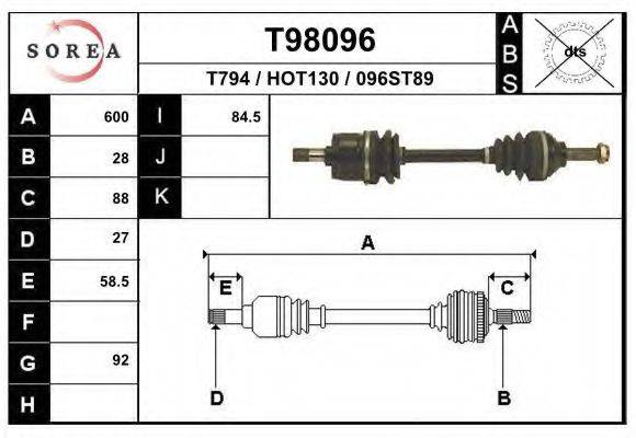 Приводной вал T98096 EAI