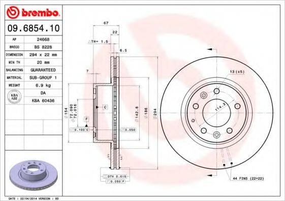 Тормозной диск BS 8228 BRECO