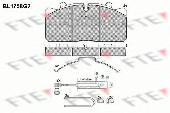 Комплект тормозных колодок, дисковый тормоз BL1758G2 FTE