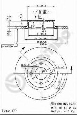 Тормозной диск 08.5086.14 BREMBO