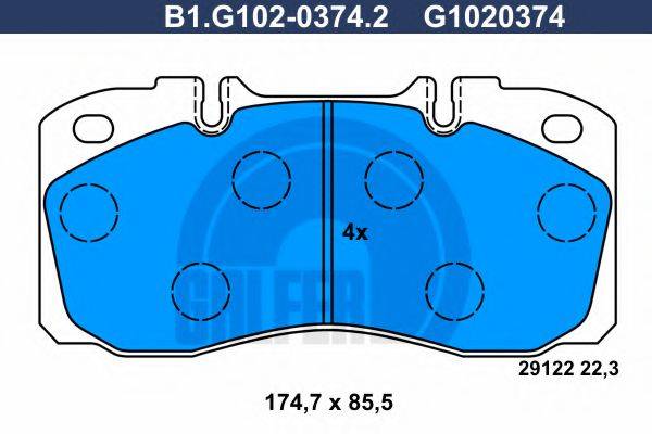 Комплект тормозных колодок B1.G102-0374.2 GALFER