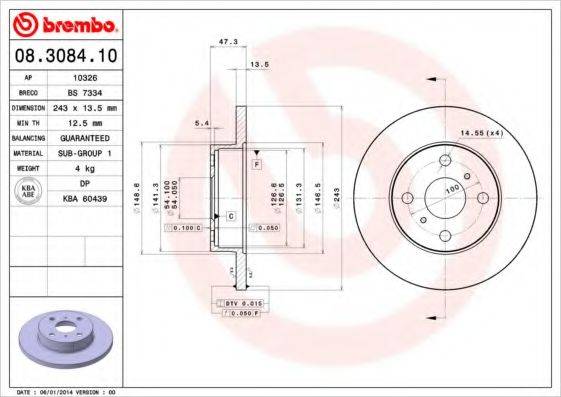 Тормозной диск BS 7334 BRECO