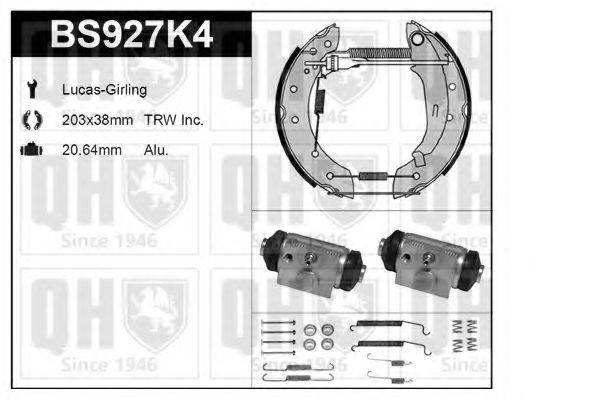 Комплект тормозов, барабанный тормозной механизм BS927K4 QUINTON HAZELL