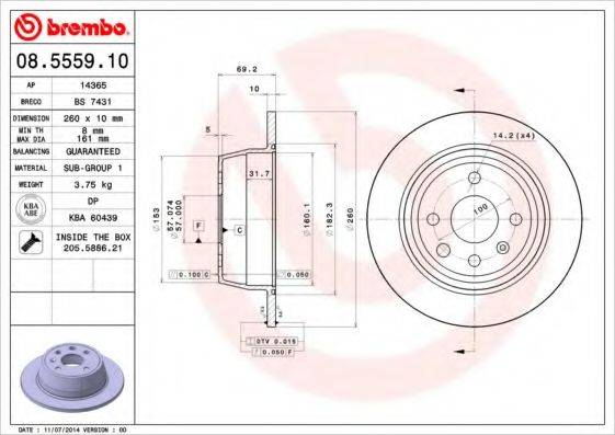 Тормозной диск 08.5559.10 BREMBO