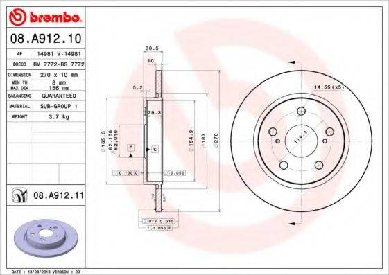 Рисунок 08.A912.10 BREMBO