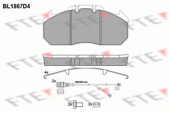 Комплект тормозных колодок, дисковый тормоз BL1867D4 FTE