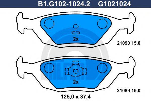 Комплект тормозных колодок, дисковый тормоз B1.G102-1024.2 GALFER