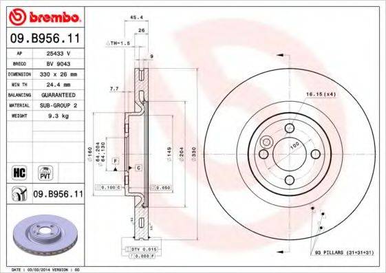 Тормозной диск BV 9043 BRECO