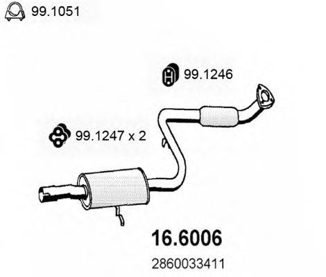 Средний глушитель выхлопных газов 16.6006 ASSO