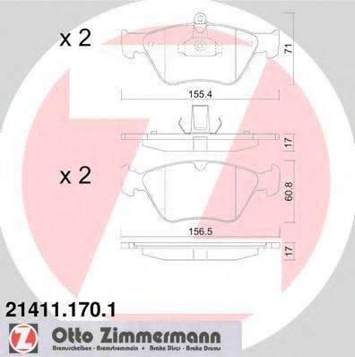 Комплект тормозных колодок, дисковый тормоз 21411.170.1 ZIMMERMANN
