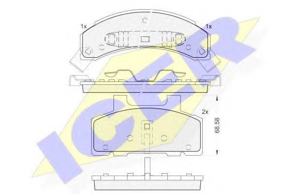 Комплект тормозных колодок, дисковый тормоз 181414 ICER