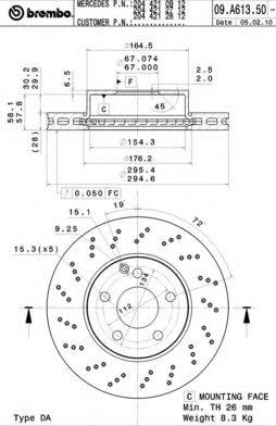 Тормозной диск 09.A613.51 BREMBO