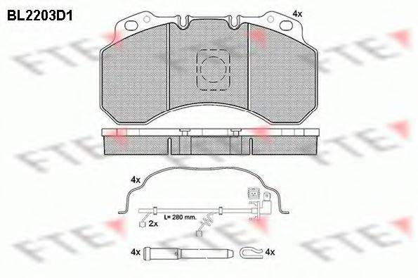 Комплект тормозных колодок, дисковый тормоз BL2203D1 FTE