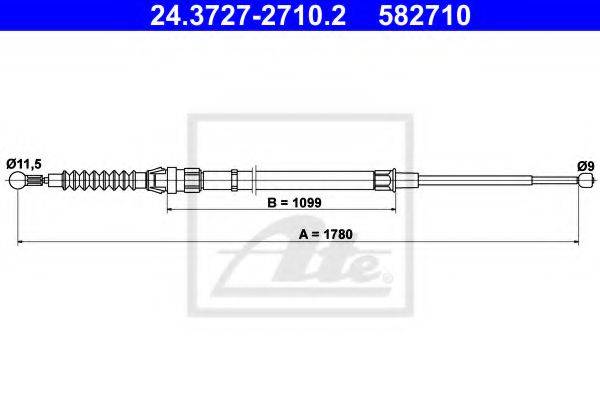 Трос, стояночная тормозная система 24.3727-2710.2 ATE