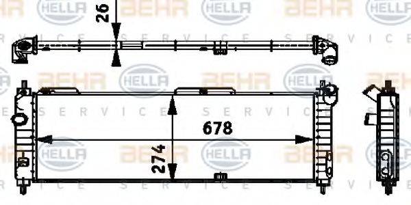 Радиатор, охлаждение двигателя 8MK 376 713-574 HELLA