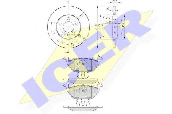 Комплект тормозов, дисковый тормозной механизм 31338-5602 ICER