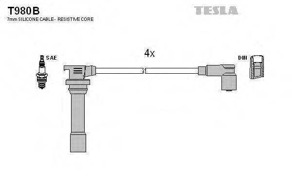 Комплект проводов зажигания T980B TESLA