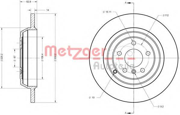 Тормозной диск 6110567 METZGER