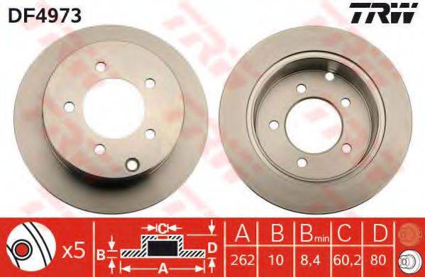 Тормозной диск задний DF4973 TRW