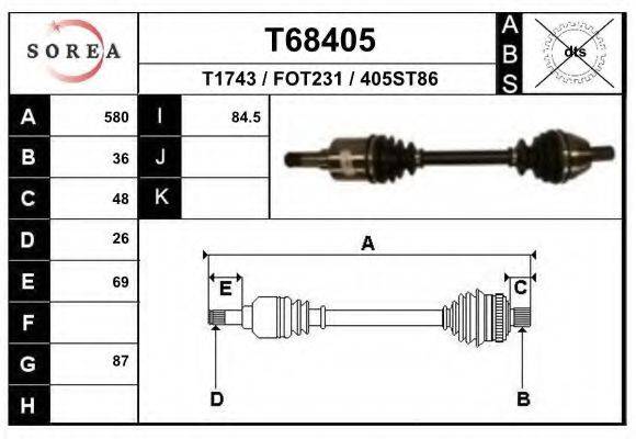 Приводной вал T68405 EAI