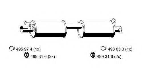 Средний глушитель выхлопных газов 331050 ERNST