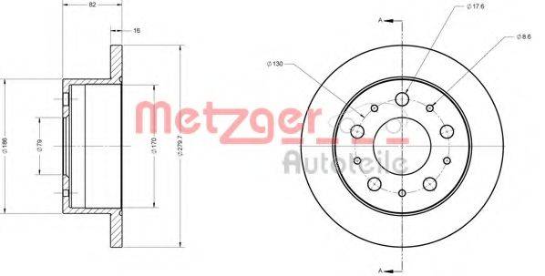 Тормозной диск 6110338 METZGER