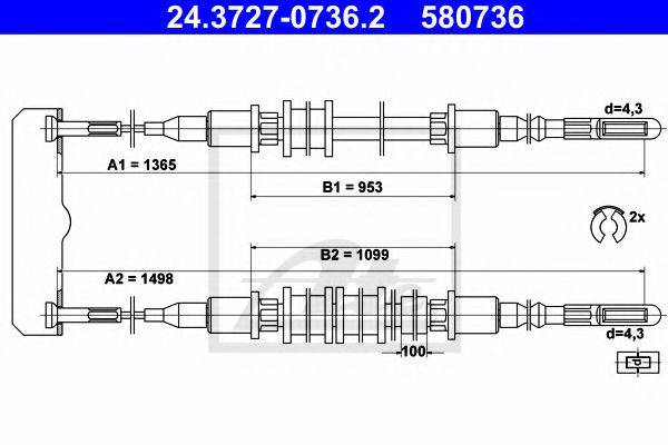 Трос, стояночная тормозная система 44028800 TEXTAR