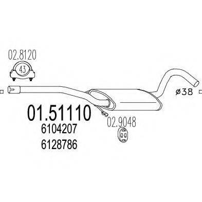 Средний глушитель выхлопных газов 01.51110 MTS