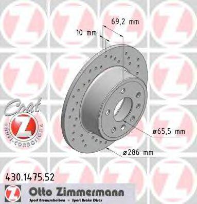 Тормозной диск 430.1475.52 ZIMMERMANN