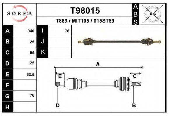 Приводной вал T98015 EAI