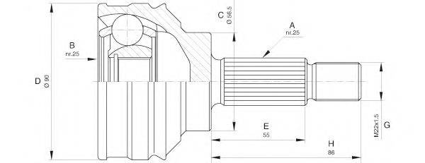 Шарнирный комплект, приводной вал CVJ5599.10 OPEN PARTS